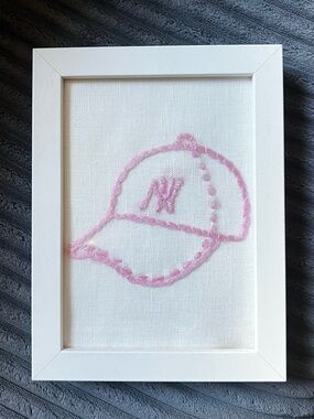 Abbode New York Yankees Pink Embroidery Framed Art